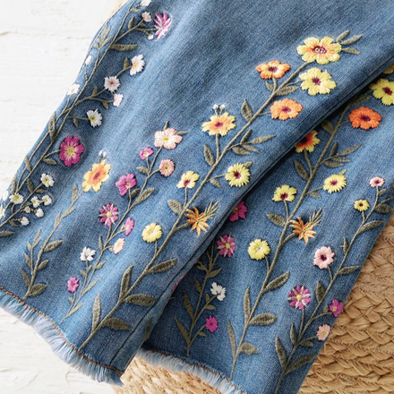 embroided jeans