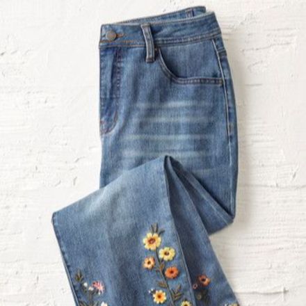 embroided jeans